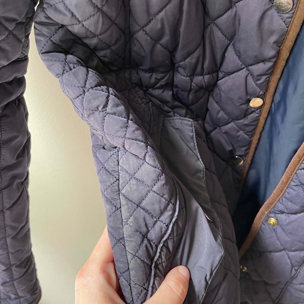 Zara Navy Blue Puffer Long Hooded Coat Puffer Jacket XS - Picture 3 of 4